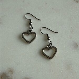 Vintage Charming Silver Heart Drop Earrings